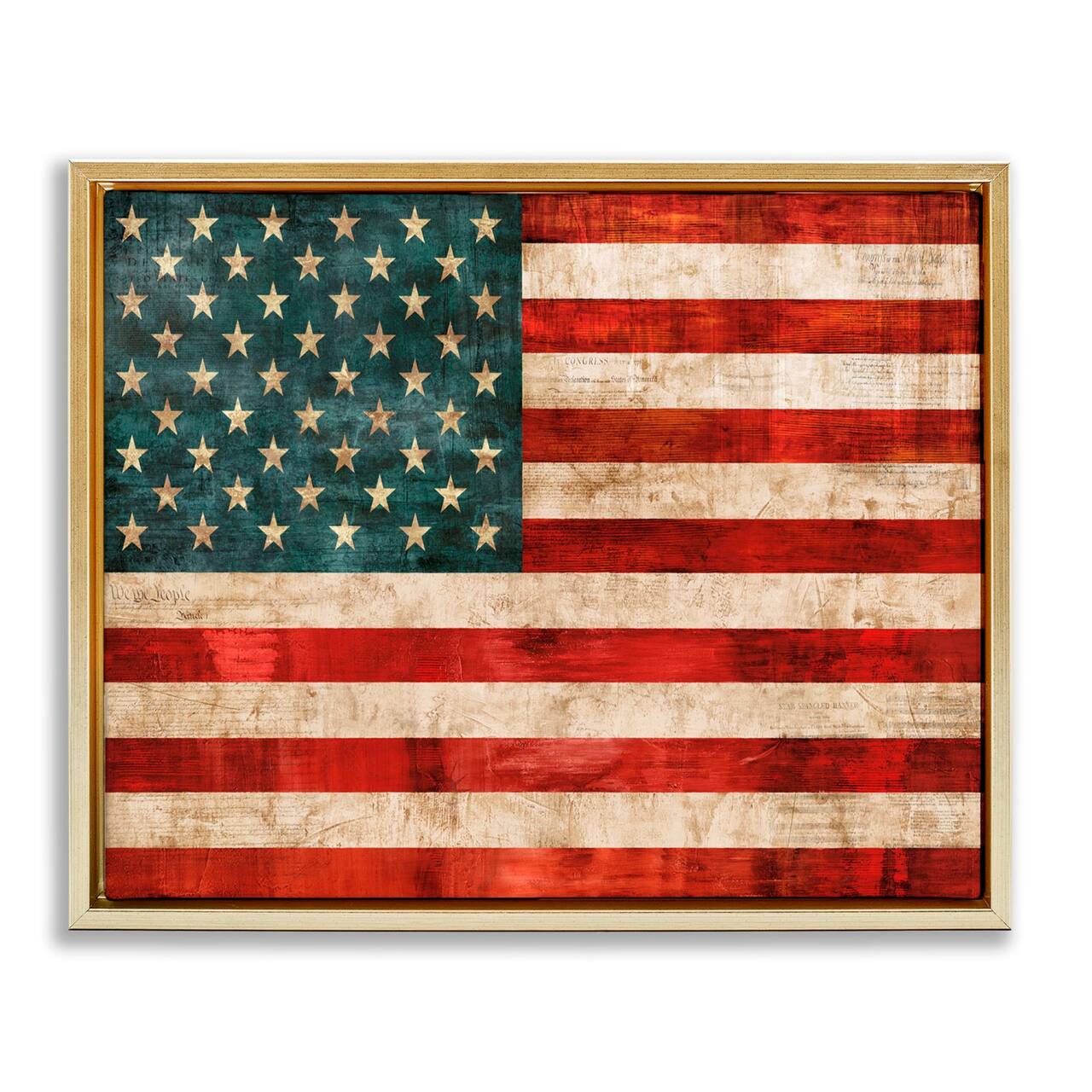 Stupell Industries US American Flag Rustic Pattern Floater Framed Art